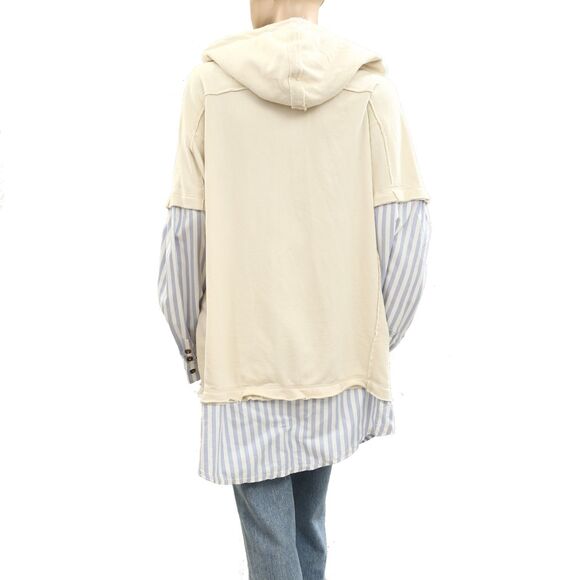 Free People We The Free Need You Twofer Hoodie Top Striped Oversized XL 284476 - Picture 12 of 12